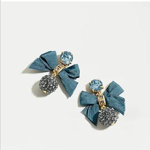 NWT J. Crew Festive pavé drop bow earrings